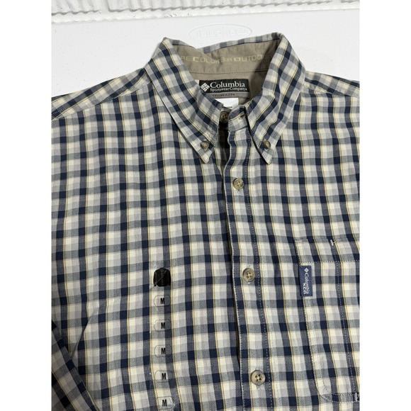Columbia XCO Button Down Shirt Mens Medium Navy Plaid Long Sleeve Outdoor - Picture 3 of 10